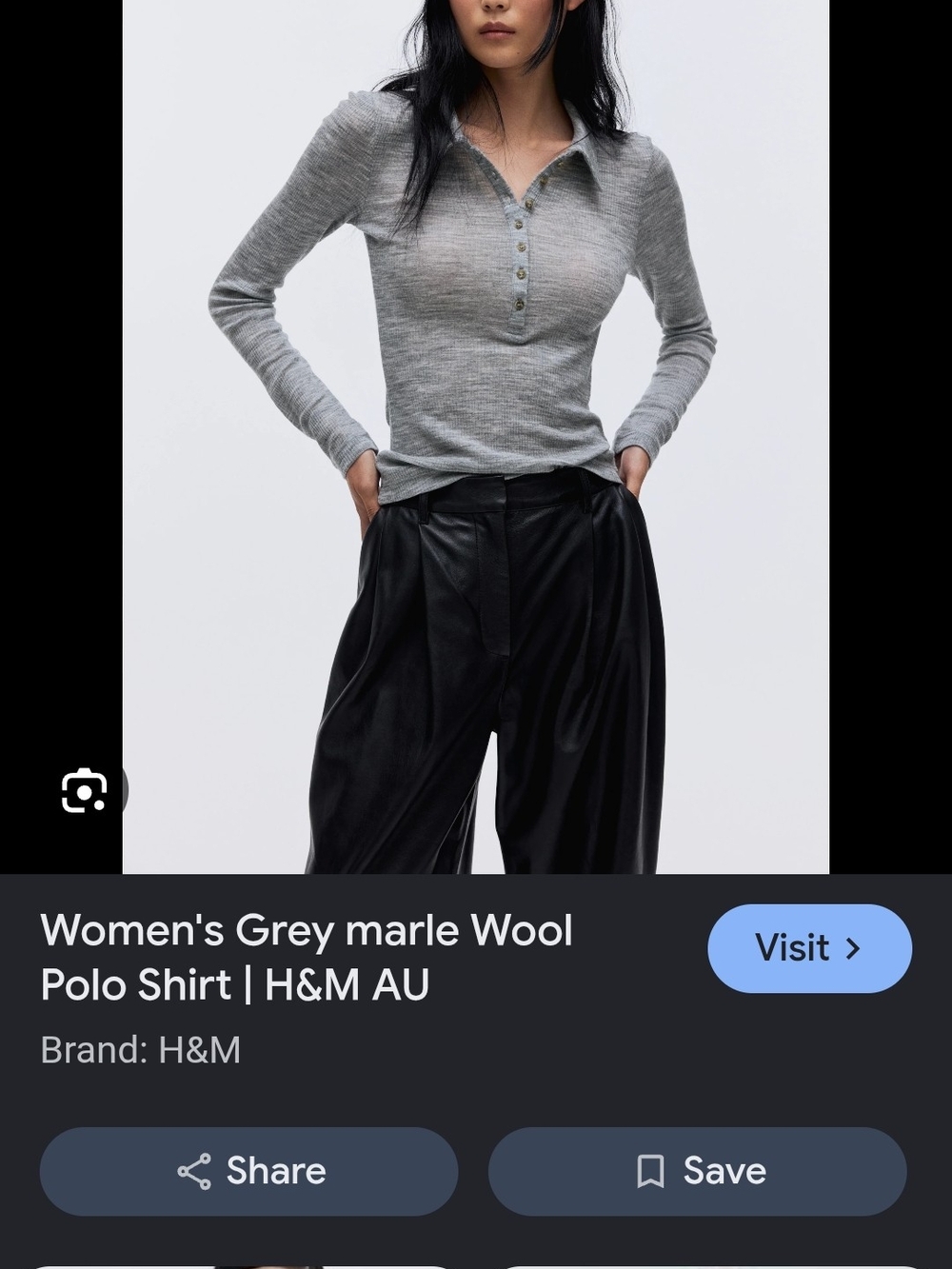 H&M Light Grey Marle Polo Knit Top